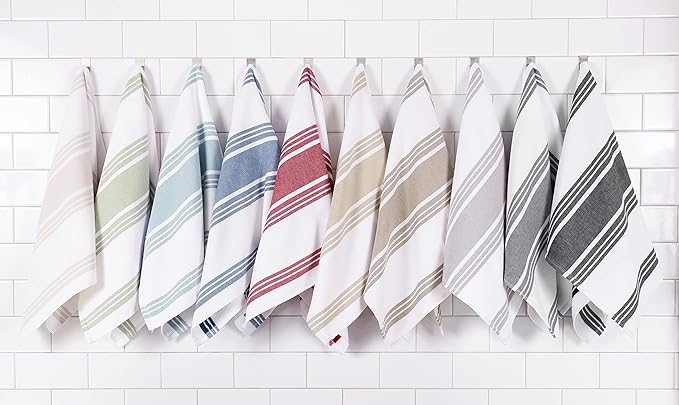 All-Clad Dual-Purpose Kitchen Towels: Highly Absorbent - 100% Cotton, 17"x30" Dish Towels for Cleaning & Drying Dishes & Glassware, 3-Pack, Titanium