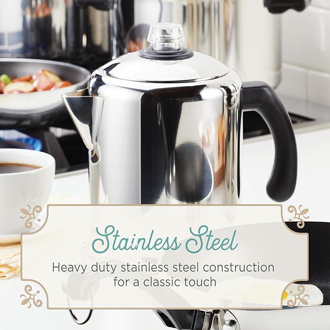 Farberware Classic Yosemite Stainless Steel Coffee Percolator - 8 Cup, Silver