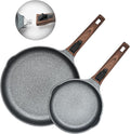 Smart Nonstick Frying Pan Set with Removable Handles - 10 & 12.5 Inch Cast Aluminum Skillets