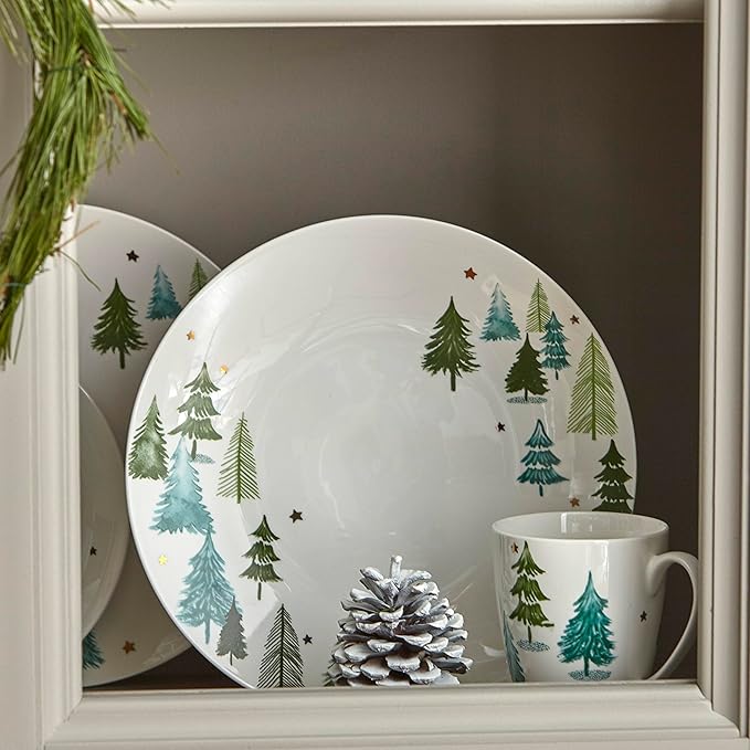 Lenox 880069 Balsam Lane 4-Piece Mug Set, Christmas Drinkware, Holiday Hosting