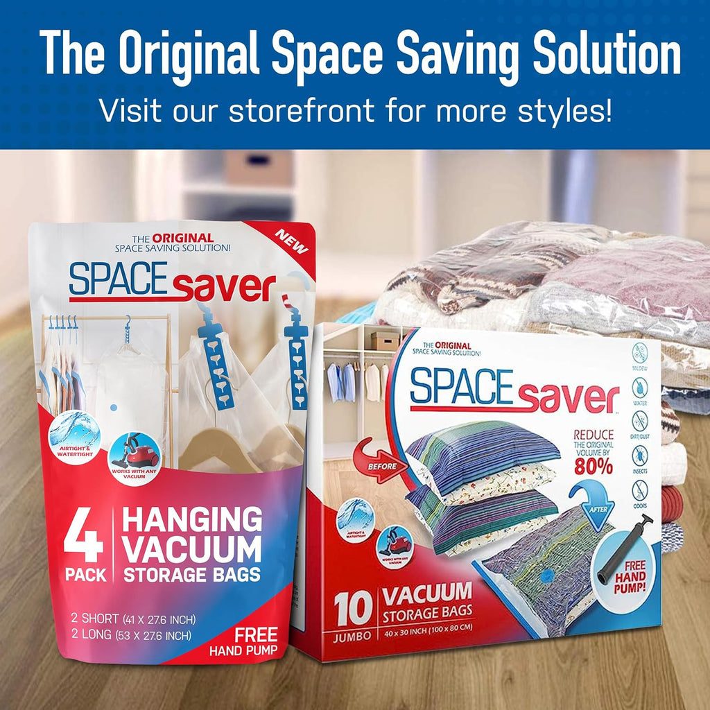 Spacesaver 6-Pack Vacuum Storage Bags with Hand Pump – S/M/L Variety Set
