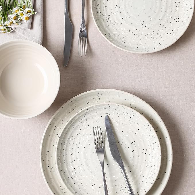 Stone Lain Dua 4-Piece Salad Plate Set Stoneware, White